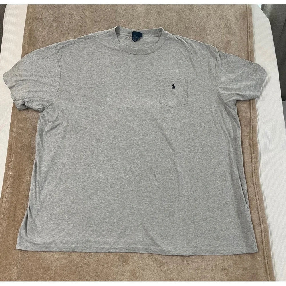 Polo Ralph Lauren T-Shirt Men's 5XB Big Heather Gray Pocket Cotton Short Sleeve